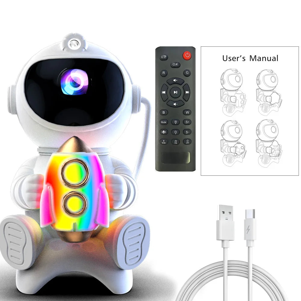 Astronaut LED Star Projector Night Light Galaxy Projectors Bluetooth Speaker for Bedroom Room Decor Kids Gift Starry Sky Lamp